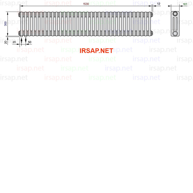 чертеж радиатора Irsap Tesi 30300-3430300-34-18-01
